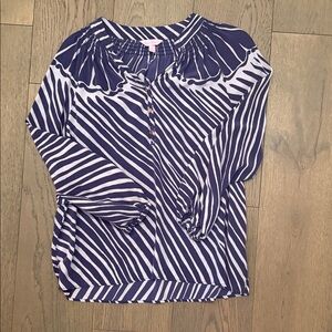 Lilly Pulitzer Navy and White Striped Blouse